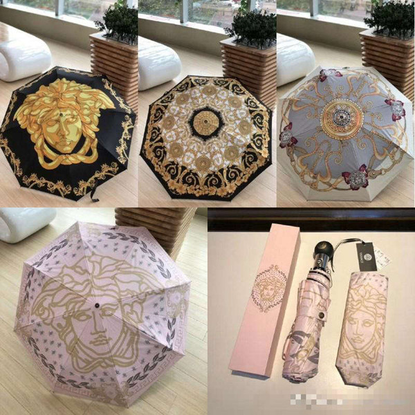 Umbrellas Light Women Windproof Outdoor Ultraviolet Proof Rain Fold Umbrellas Female Portable Sunshade Umbrellas with Gift Box