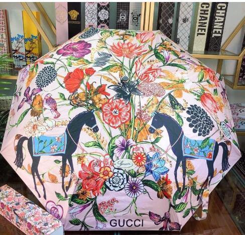 NEW Fashion Sunshade Umbrella for Women Lady Sunscreen Umbrella with Flower Birds Print UV Protection Folding Umbrella