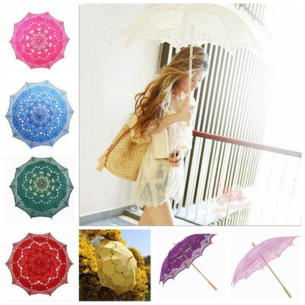 Princess Umbrellas Vintage lace Parasol Umbrella for wedding party Bridal lace handmade wedding umbrellas embroider lace parasol TLZYQ658