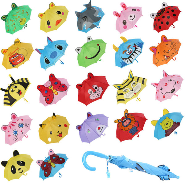 3D Animal Umbrella with Cute Ears Cartoon Kids Umbrellas Sunshade Beach Umbrella with Whistle Toy