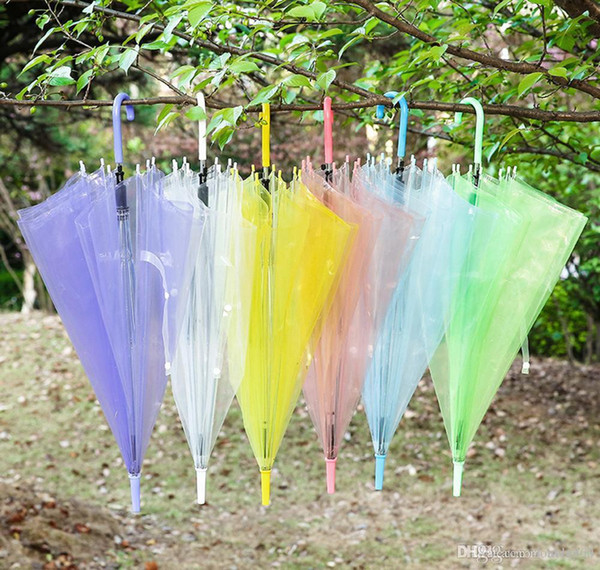 Clear Transparent Rain Umbrella PVC Rain Dome Bubble Rain Sun Shade Long Handle Straight Stick Umbrella DDA164