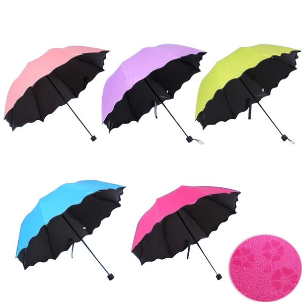 Creative Lady Travel Umbrellas Blossom In Water Colorful Three Folded Arched All Weather Sunscreen UV Woman Umbrella TTA1360-11