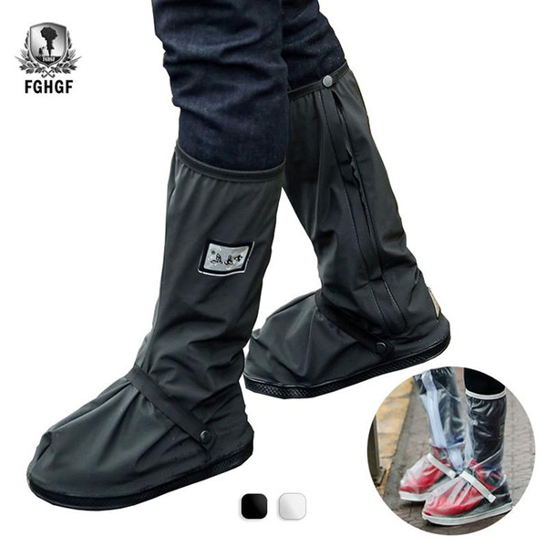 FGHGF Black Transparent Waterproof Rain Shoe Cover Outdoor Motorcycle Cycling Bike Men Women Reusable Overshoes Boots Protector