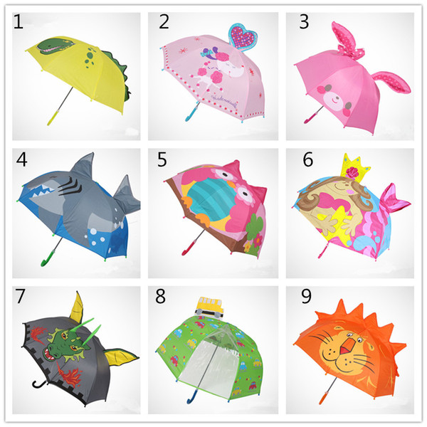 Multi Style Kids 3D animal pattern Umbrella Lovely Cartoon animal ears Design Self-opening umbrella For Boys Girls cover 72cm length 60cm