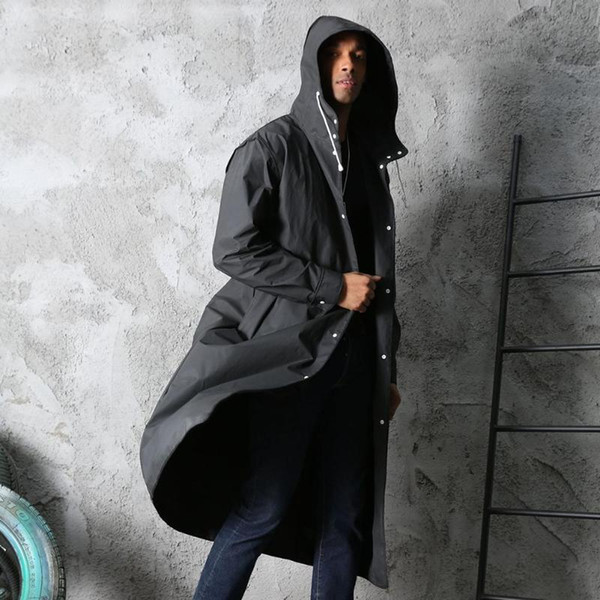 Clear Hooded Long Jacket Rain Coat EVA Adults Thicken Hooded Raincoat Women Men Outdoor Travel Transparent Rainwear Cloth Cover