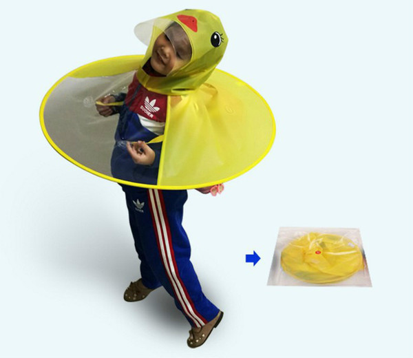 Student folding transparent rain artifact UFO baby umbrella cap rain children clothes poncho fishing umbrella personality rain gear