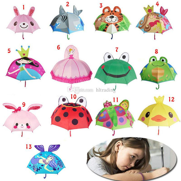 15 Styles Lovely Cartoon animal Design Umbrella For Kids children High Quality 3D Creative Umbrella baby Sun umbrella 47CM*8K C6128