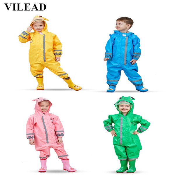 Vilead Cute Animal Baby Jumpsuits Rain Coat Waterproof Polyester Raincoat Children Windproof Poncho For Kindergarten Student Q190603