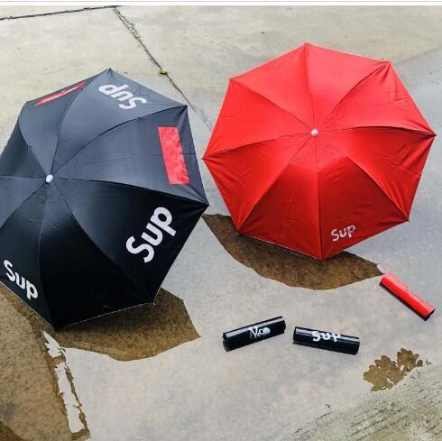 NEW Folding Student Umbrella Sup Male And Female Umbrellas Sunny Rain Sun Screen Dual Use Red Black