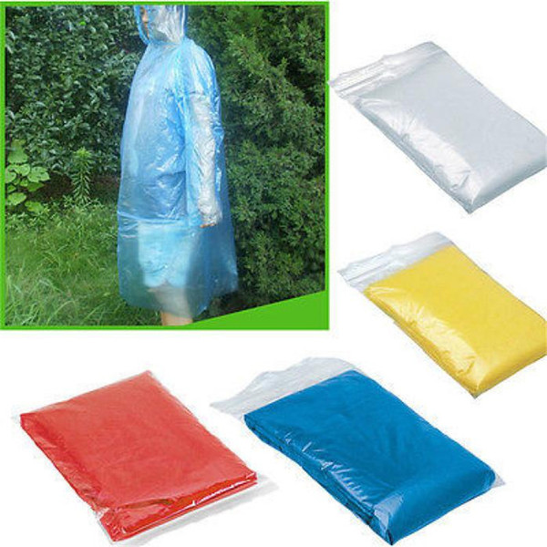 10pcs Disposable Adult Emergency Waterproof Rain Coat Poncho Hiking Camping Hood wholesale A15 raincoat women *