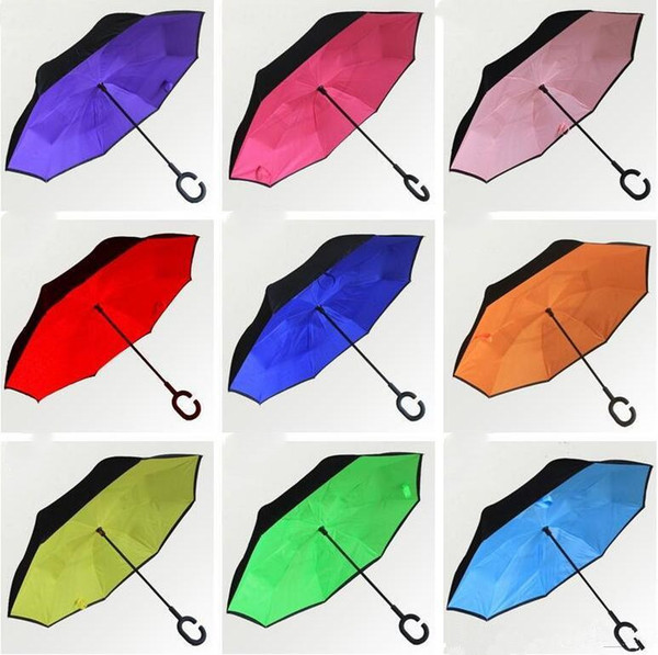 Umbrellas Flower Pattern Umbrella Inverted Umbrella Sunny Rainy Folding Umbrellas C Handle Double Layer Self Stand Inside Out Reverse D733