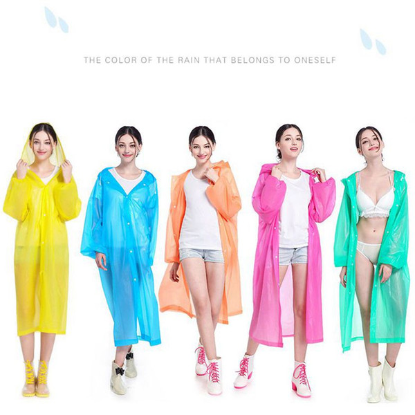 EVA Raincoats Non-disposable Thickened Solid Rain coat E-Friendly Waterproof Raincoat Outdoor Travel Long Rainwear LJJA3831