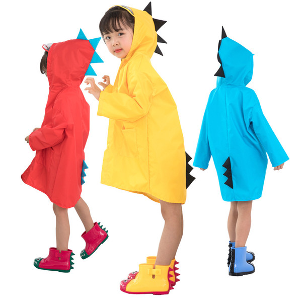 5 Colors Baby Raincoat Cartoon Dinosaur Hooded Waterproof Poncho Rainwear for Kindergarten Student Rain Coat Baby Gift M1000