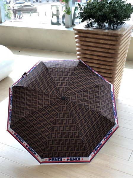 Wholesale hot Brown Umbrella Classic Print High Quality Umbrella Automatic Folding Umbrella For Men And Women