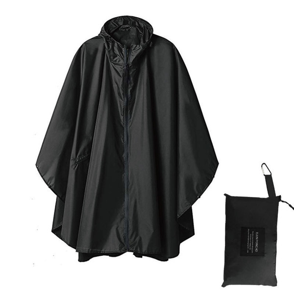 Black Trench Fashion Style Hooded Women Men Unisex Raincoat Outdoor Poncho Waterproof Rain Coat 3 Colors Rainwear Q190603