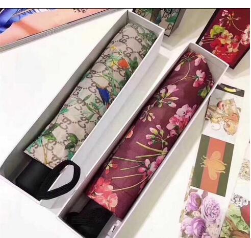 NEW G Umbrella Women Men Flower Pattern Fold UV Shade Protection Sunny And Rainy Umbrella Style 2Colors High Quality