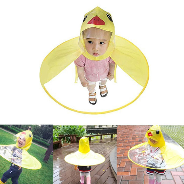 Unisex Children Cute Cartoon Duck Print 0.17kg Kid Hooded Rain Jacket Waterproof 69cm/27.2inch Kid Raincoat