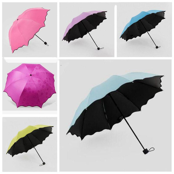 Umbrellas Travel Umbrella Blossom In Water Colorful Three Folded Arched All Weather Sunscreen UV 8K Strong Rainy Sunny Umbrellas TLZYQ1410