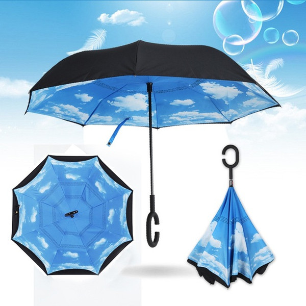 Windproof Reverse Umbrella Double Layer Inverted Umbrella Self Stand umbrella rain/sun women/men high quality 2017 Child durable