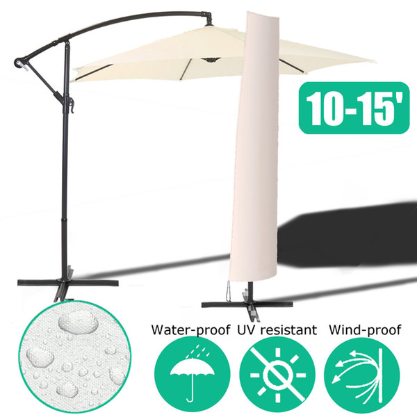 Waterproof Garden Patio Parasol Umbrella Rain Cover Polyester Canopy Sunblock Protective Cover Bag Outdoor Rain Gear Accessories