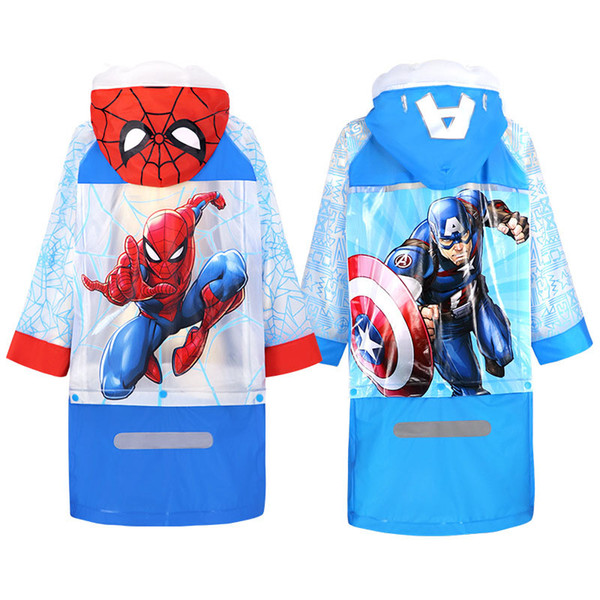 Children's raincoat Spider-Man Big Boy Captain America schoolbag students waterproof raincoat baby rain gear