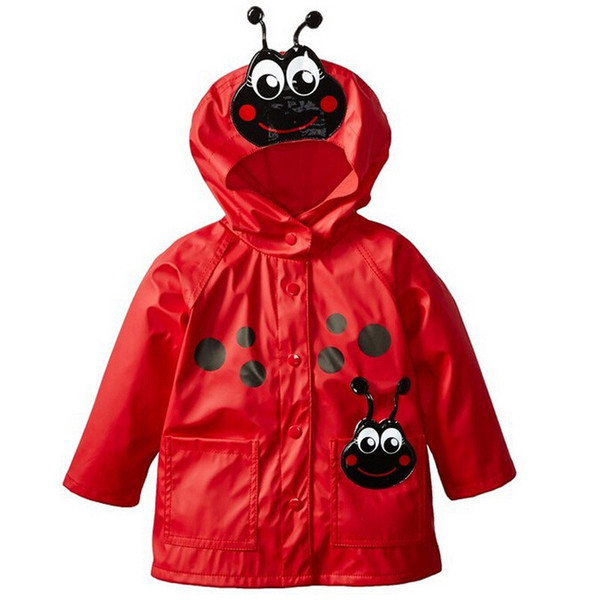 2-6T Child raincoat baby girl frog printed hooded rainwear kids green red waterproof long sleeve cotton rainwear