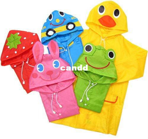 Kids Funny Raincoat Child Children Cartoon Baby Rain coat -Auto-Duck-Bunny-Frog