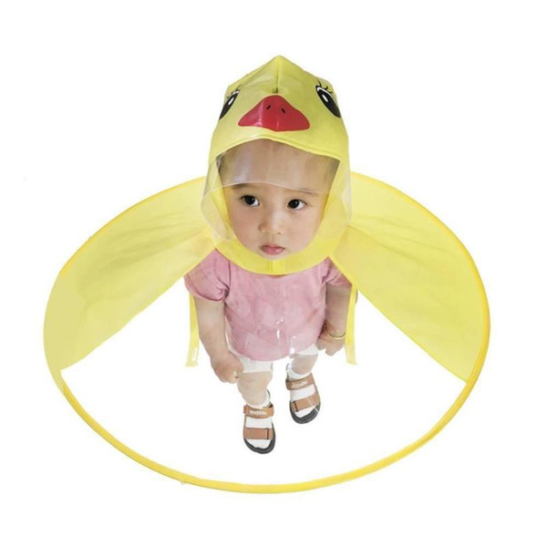 Children Raincoat Umbrella Cute Yellow Duck UFO Shape Rain Hat Cape Baby Body Cover Creative Kids Raincoat Cap S3