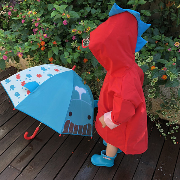 Wholesale Kids Dinosaur Hooded Raincoat Baby Children Cute Boys Girls Windproof Poncho Raincoat Children Rainwear Rain Coat