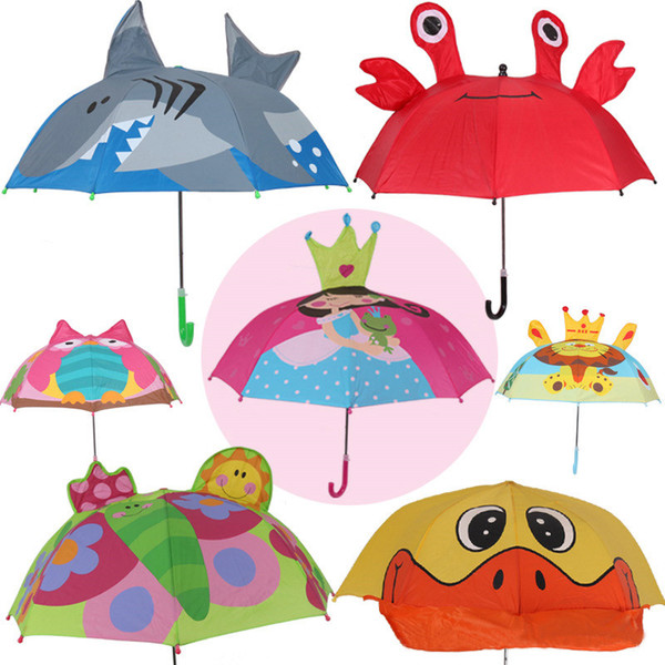 Kids 3D Umbrella Lovely Cartoon Design Umbrella For Kids Child Long Handle 3D Cartoon Design Rain Umbrella