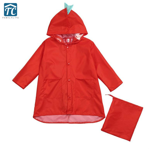 Children Clothing Boys Girls Cartoon Dinosaur Windfight Clothes Raincoat Bag Solid Kid Hooded Windproof Rain Waterproof Rainsuit