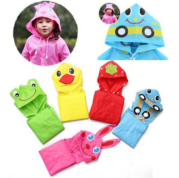 Linda Rain Coat children Raincoat Kids Waterproof cartoon Frog Rabbit Car Design Raincoat Children's cartoon poncho for 90cm-130cm Free DHL