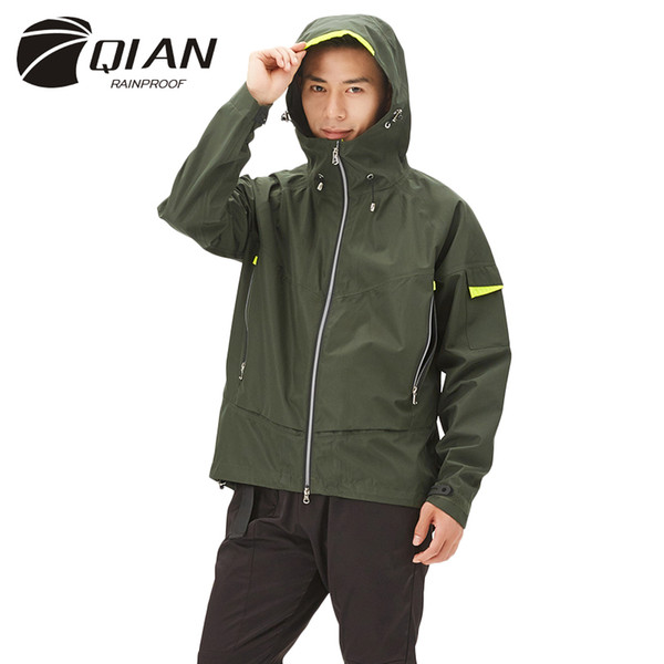 QIAN Impermeable Men's Raincoat Multi-functional Breathable Climbing Rain Coat Waterproof Casual Working Jacket Sports Rain Gear