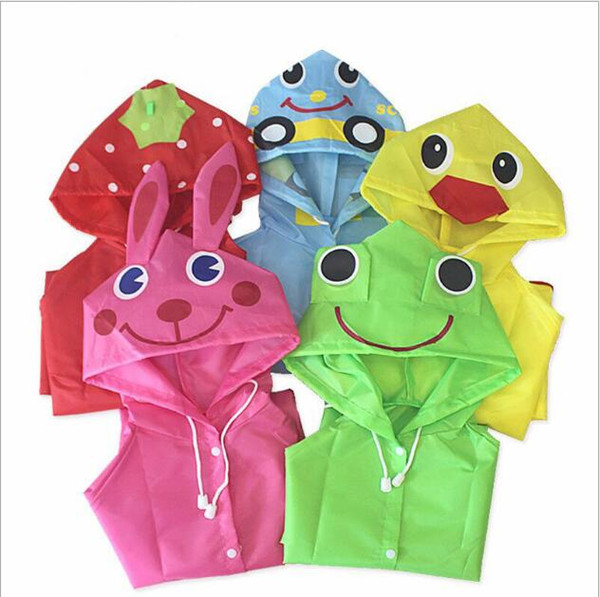 Kids Rain Coat Brand Raincoat for Children Boys Girls Rainsuit Hooded Waterproof Raincoat Children Jacket Frog Rabbit Car Strawberries ducks