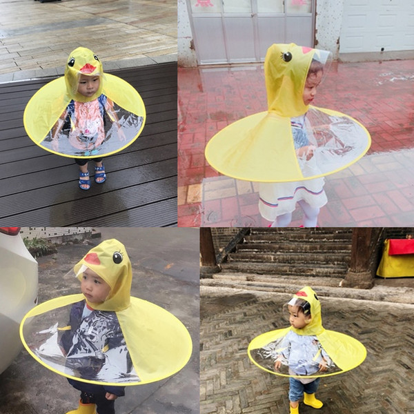 Douyin HOT kids yellow duck raincoat Poncho Waterproof Kids PVC material Rain Coat Children wear umbralla