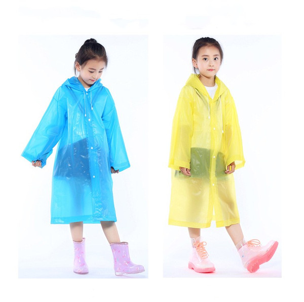 Kids Hooded Transparent Jacket Raincoats Rain Coat Poncho Raincoat Cover Long Girl Boy Rainwear 5 Colors 110*55cm