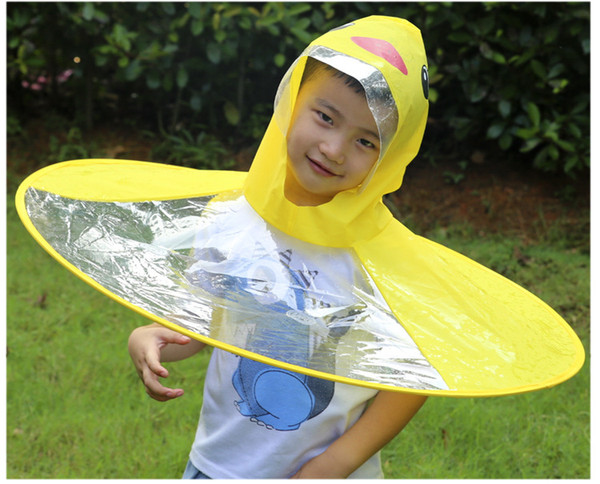 New Style Raincoat Students Fold Transparent Umbrella Hat Cute Raincoat, Rain Coat UFO Children Umbrella Hat Foldable Magical Raincoat, Hand