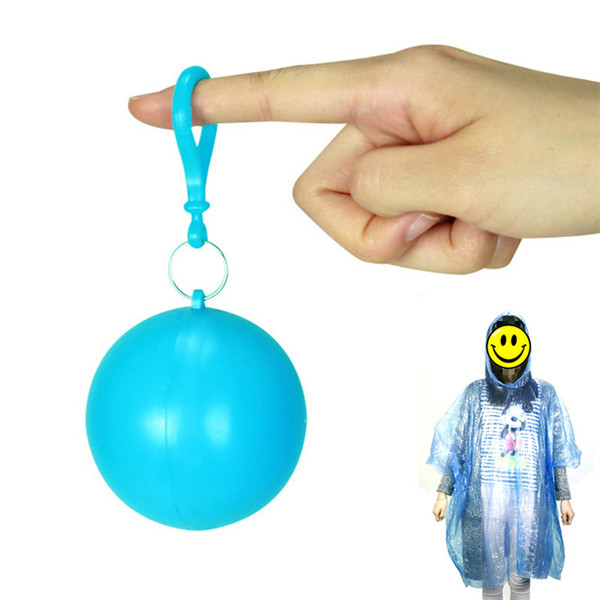 Portable outdoor ball raincoat disposable raincoat camping fishing tourism emergency poncho Keychain plastic ball Rain Gear C1030