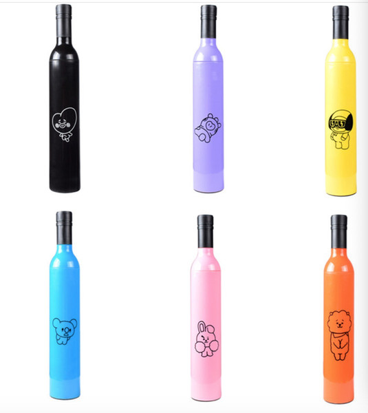 4pcs/lot free shipping bts bt21 bottle umbrella