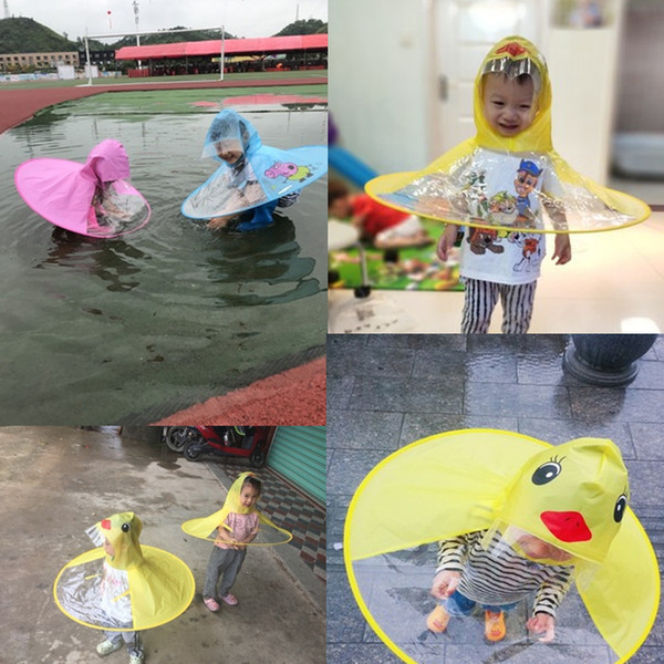 2018 Cute Ducking Children Raincoat /Rain-proof Pants/Rain Cap /Rainwear Douyin poncho HOT Children wear umbralla