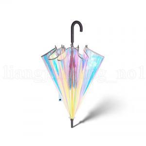 Laser Transparent Umbrella Rain Sunshade Long Handle Colorful Gradient Plastic PVC Holographic Umbrellas Outdoor Travel Umbrella 25 OOA6152