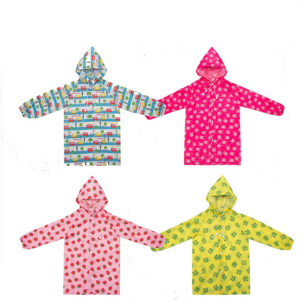 2~6 years old baby Kids Hooded Jacket children Girl boy Rain coat Poncho Raincoat Cover cartoon Balloon Print Tour Rainwear -