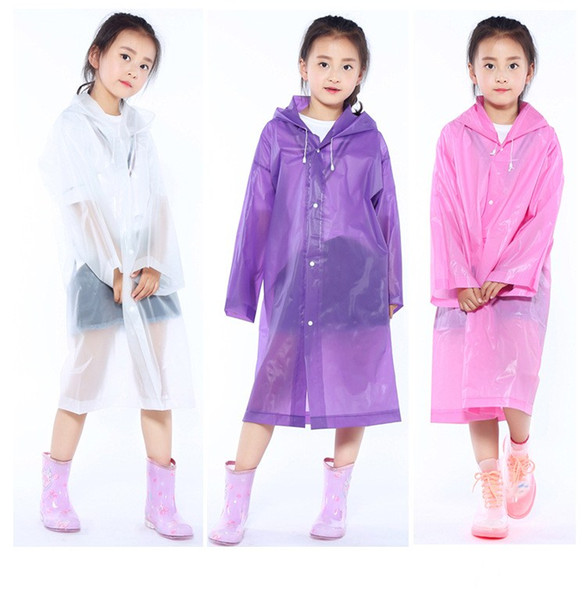 30pcs DHL Kids Hooded Transparent Jacket Raincoats Rain Coat Poncho Raincoat Cover Long Girl Boy Rainwear 5 Colors 110*55cm