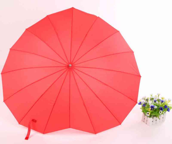 Red Heart Shape Umbrella Peach Hearts Women Children Kids Umbrellas For Party Engagement Photo Props Long Handle Unbrellas