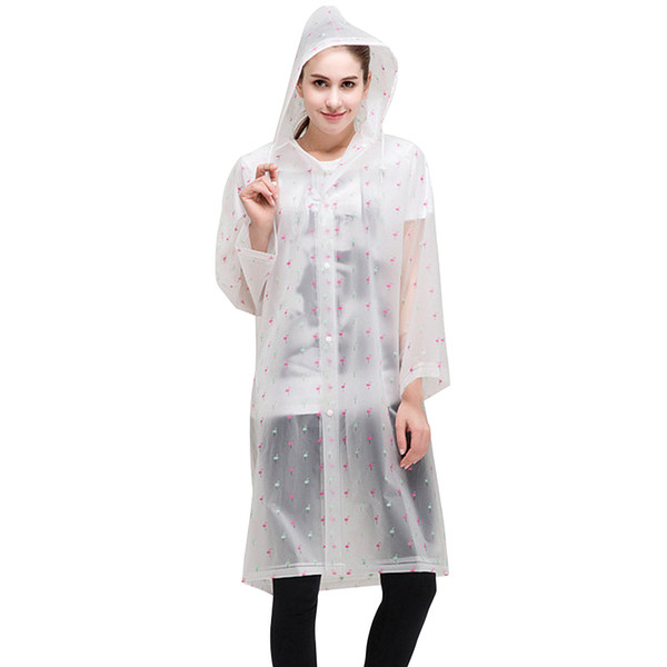 New Transparent Hoodie Raincoat Women Cartoon Print Rainwear Travel Outdoor Rainproof Raincoat for Ladies Girls