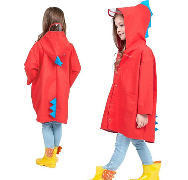 Children Raincoat cartoon Dinosaur Kids Cute Cartoon Hooded Polyester Rain Coat Baby girl Waterproof Rain Jacket