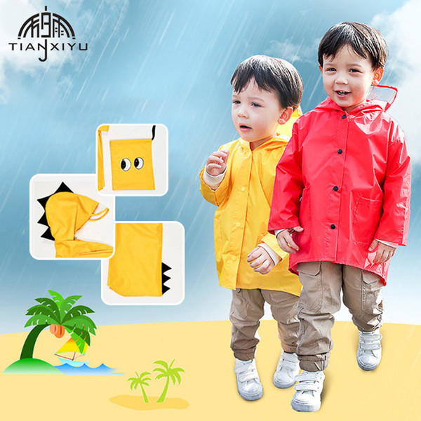 New Cute Small Dinosaur Waterproof Polyester Rain Coat Boy Children Girls Windproof Poncho Kindergarten Student Baby Raincoat