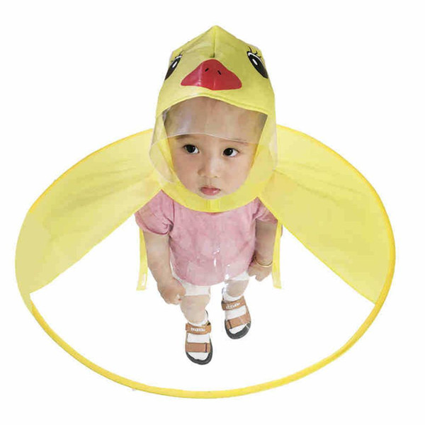 AsyPets Children Cute Duck Raincoat UFO Umbrella Hat Hands Free Rain Coat-25