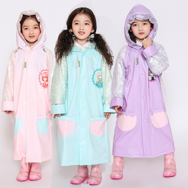 Pink Blue Yellow Cartoon Raincoat With Bag Men Children's Fashion Fun Women Students Raincoat Fashion Green Poncho Z806