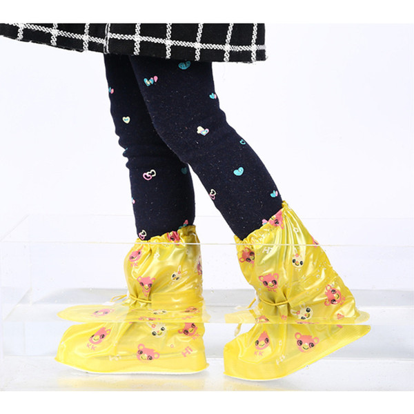 Children cute cartoon printing drawstring portable rain boots rabbits letters print water-proof outdoor shoe covers kids foldable rain shoes